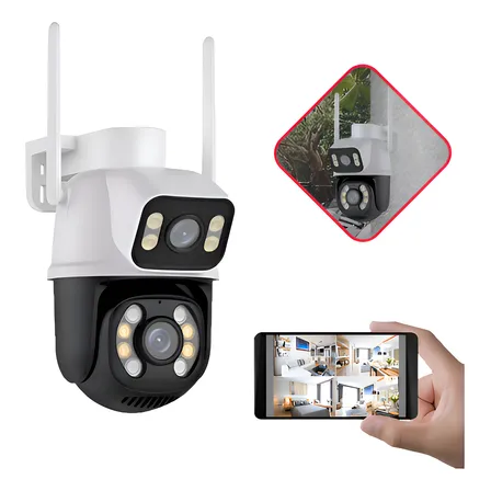 Camera Segurança Externa Lente Dupla Rastreamento Zoom A28b Cor Branco Icsee