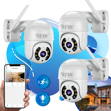 Kit 3 Câmera Ip Wifi Dome Rotativa Icsee Visão Noturna HW