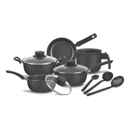 Conjunto De Panelas 8 Peças Preto Alumínio Imperial Elegant
