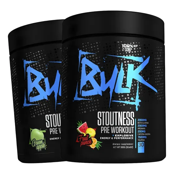 Kit 2x Pré Treino Bulk Nutrition Stoutness 300g Maçã E Frutas
