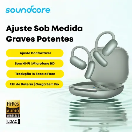 Fone Ouvido Open-ear Aberto Soundcore Aerofit 2 Bluetooth 5.4 Design Ajustável App Com Tradução Para 100 Idiomas Hi-res Ldac 42h Bateria Ip55 4 Mics Ia Chamadas Claras Carregamento Sem Fio Cor Verde
