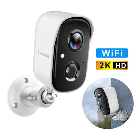 Câmera De Segurança Wi-fi Externa 2k Visão Noturna Colorida Sem Fio Branco