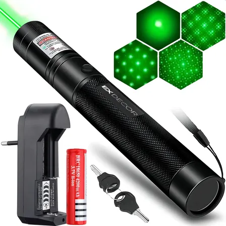 Caneta Laser Verde Ultra Forte Alcance 100km Recarregavel Para Trilhas Apresentações Profissionais Astronomia Prova D'agua Marca EX Decor