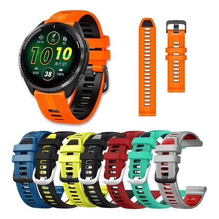 Pulseira Para Garmin Forerunner 255/265/745/venu/vivoactive Dual Laranja 22mm Laranja/preto 2.2 Cm