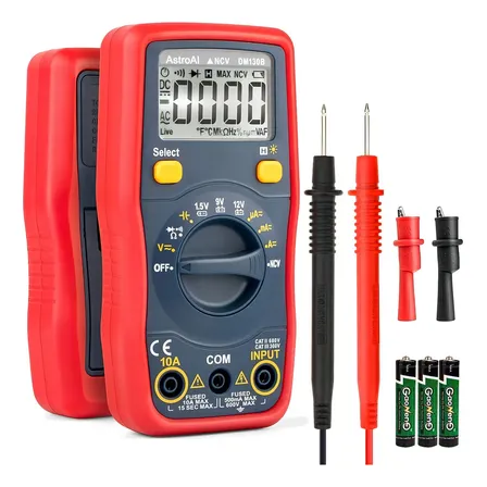 Multimetro Profissional Capacimetro Digital Automatico Astroai,voltímetro Para Teste De Tensão De Baterias De 1,5v/9v/12v Com Seleção Automática De Faixa/ohmímetro/dmm Com Função Ncv,corrente