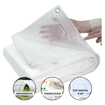 Lona Impermeável Plástica Transparente 2x2 Metros 100 Micras