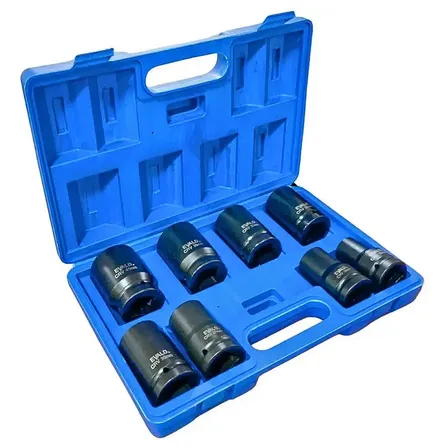 Soquetes De Impacto 1 Pol 19 A 41 Mm Kit 8 Peças Evald Azul