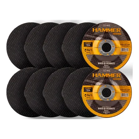 Disco De Desbaste E Corte 4.1/2 Inox 3 Malhas 10 Unidades Hammer Preto
