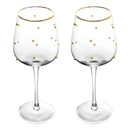 Conjunto 2 Taças para Vinho Balls Fio De Ouro 350ml Vidro Wolff
