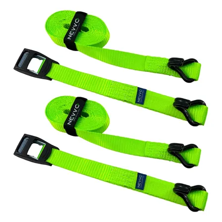 Kit 2 Fitas Para Amarração De Carga 4 Metros 600kg Gancho J Trava Rápida Com Presilha Nevvo Verde