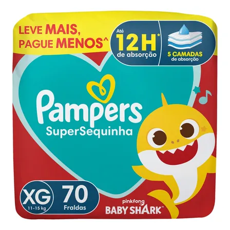 Fralda Descartável Pampers Supersequinha Tamanho XG 70 Unidades