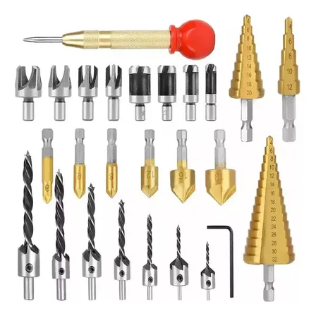 Kit de Brocas para Madeira e Metal - Broca Escalonada Cônica com 26 Peças, Completo para Furadeira | jogo de broca | kit de brocas