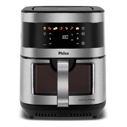 Air Fryer Philco 9l Visor Glass Painel Digital Preto 220v