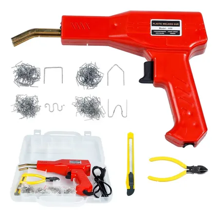Pistola Solda Plástica Elétrica Para-choque Reparos Automotivos Ac 50w Alicate Estilete 50x Grampos Vermelho 220v