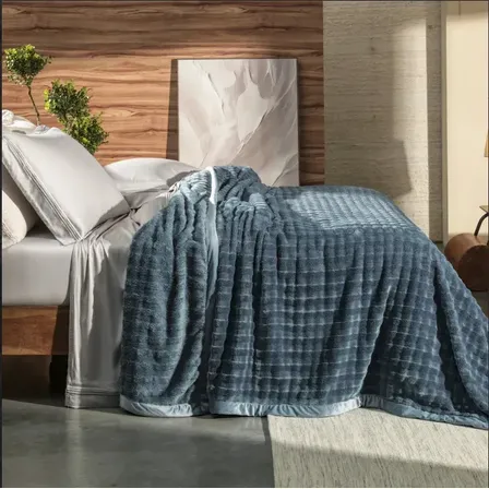 Cobertor Manta Cobre-leito Desert Casal Altenburg Liso 2.2 Kg Azul