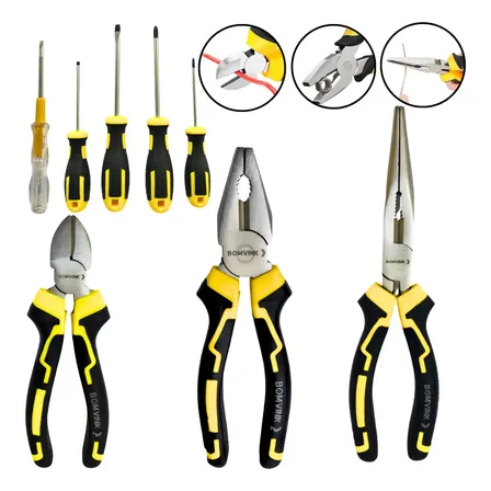 kit Alicate Universal Corte Bico Universal 8 Polegadas Chave De Fenda Philips Eletricista Ferramentas Com 8 Peças de 8"