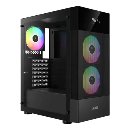 Gabinete Gamer Gamdias Aura GC5 ARGB Mid Tower Com Vidro Temperado e 3 Fans Preto