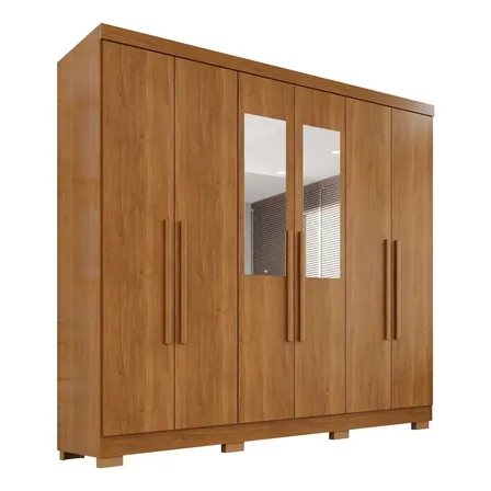 Guarda-roupa Casal Com Espelho 6 Portas 2 Gavetas França Wt
