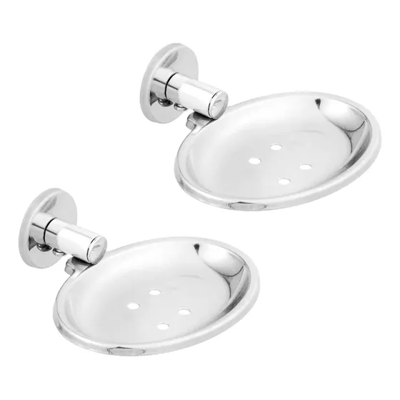 Saboneteira de Parede Inox CasaBras 2 Unidades Cromada com Kit Instalação