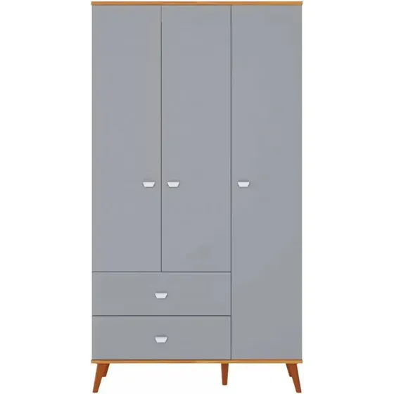 Guarda Roupa Infantil Bartira Ternura 3 Portas 2 Gavetas Cor Azul Wood