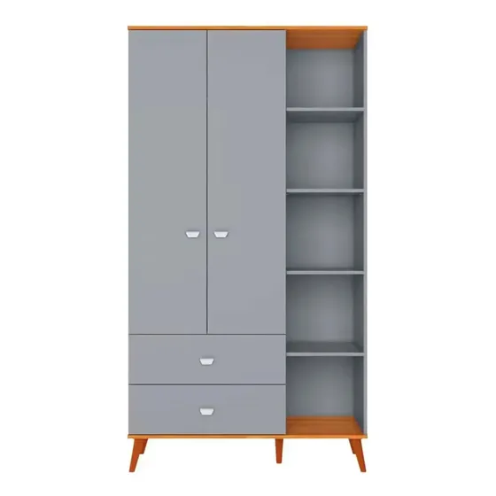 Guarda-roupa Infantil Bartira Ternura Com 5 Nichos 2 Portas Cor Azul Wood