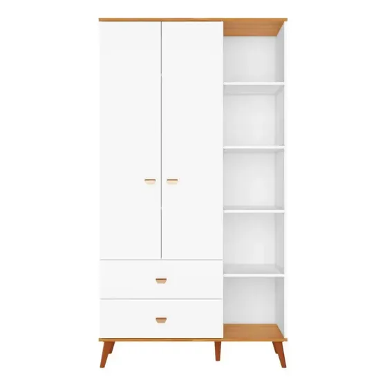 Guarda-roupa Infantil Bartira Ternura Com 5 Nichos 2 Portas Cor Branco/Wood