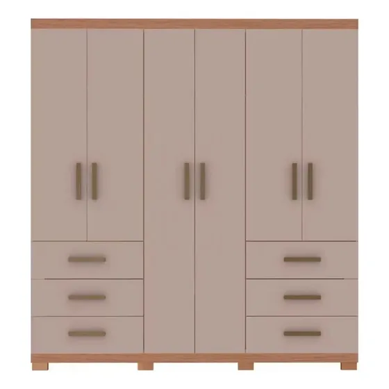 Guarda-roupa Santiago 6 Portas E 6 Gavetas Externas Bartira Cor Avelã/Cappuccino