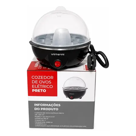 Cozedor De Ovos Elétrico Portátil Cozinha À Vapor cor Preto