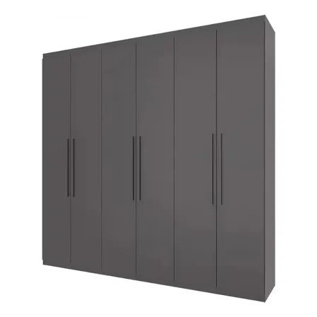 Guarda Roupa Casal Bartira Genova Com 6 Portas 3 Gavetas Cor Grafite