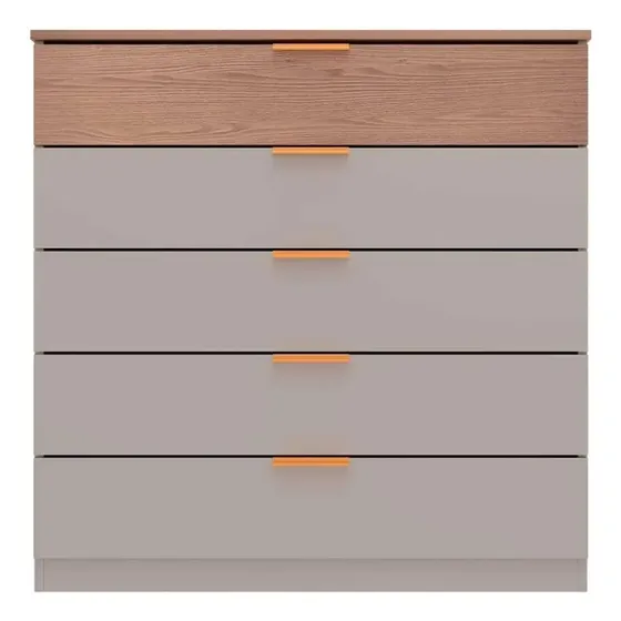 Cômoda Bartira Diplomata Com 5 Gavetas, 42 Polegadas Cor Avelã/Cappuccino