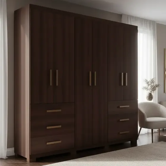 Guarda-roupa Santiago 6 Portas E 6 Gavetas Externas Bartira Cor Café