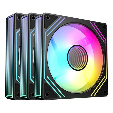 Kit Ventoinhas Acegeek Neon Argb 3x120mm Preto Ag-neon3x1-bk