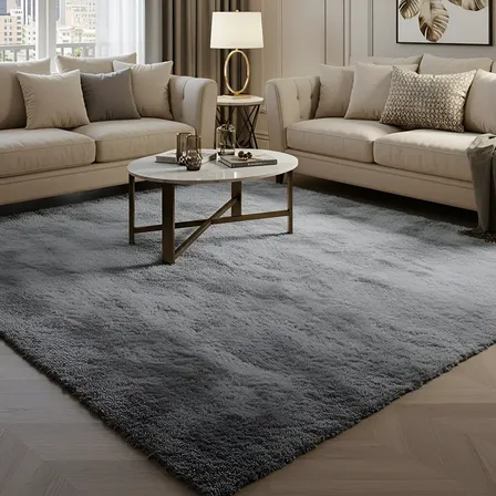 Tapete Felpudo Para Sala de 2,00 x 1,50 m Antiderrapante Cinza-Escuro