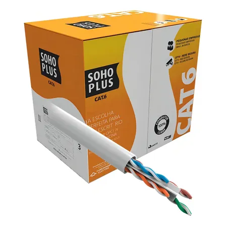 Cabo de Rede Furukawa Cat6 305m UTP 100% Cobre Soho Plus Branco RJ-45