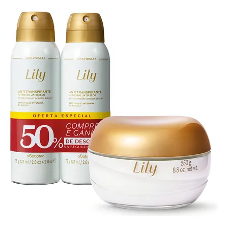 Combo Lily: Creme Acetinado Hidratante Corporal 250g + Desod