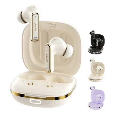 Basike Fone De Ouvido Sem Fio Bluetooth Tws Com Cancelamento De Ruido, Bateria De 40 Horas De Duração, 100h Em Standby, Fone De Ouvido Bluetooth Com 4 Microfones Cáqui