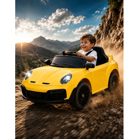 Mini Carro Elétrico Infantil Bang Toys Turbo Rsx Controle Remoto Bluetooth 12v Amarelo 127/220v