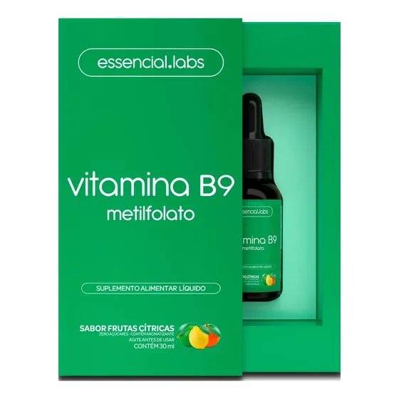 VITAMINA B9 Metilfolato - Fórmula Concentrada (1 Gota = 1 Dose) sabor Frutas Cítricas - 30ml