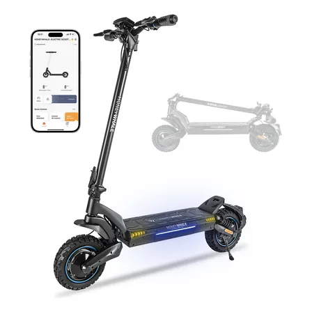 Honeywhale T5 Patinete Elétrico Adulto, 750w*2 Scooter Elétrica Com Motor Duplo, 60 Km/h Velocidade Máxima, 45-50 Km Autonomia, Bateria 15ah, Controle Via Bluetooth E Design Dobrável Honey Whale Preto