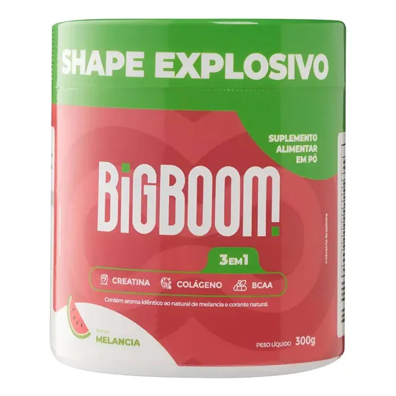 Creatina Monohidratada Big Boom Com Colágeno Bcaa Sabor Melancia 300g