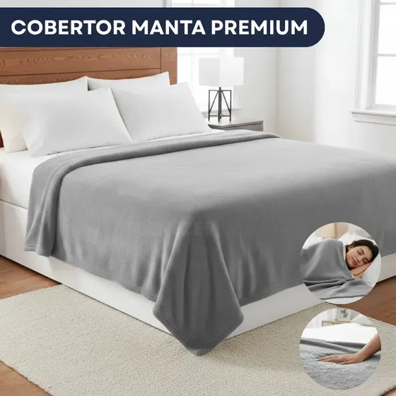 Manta Cobertor Casal Soft Premium Lisa Super Macia Microfibra Veludo Toque Suave Cor Cinza Liso