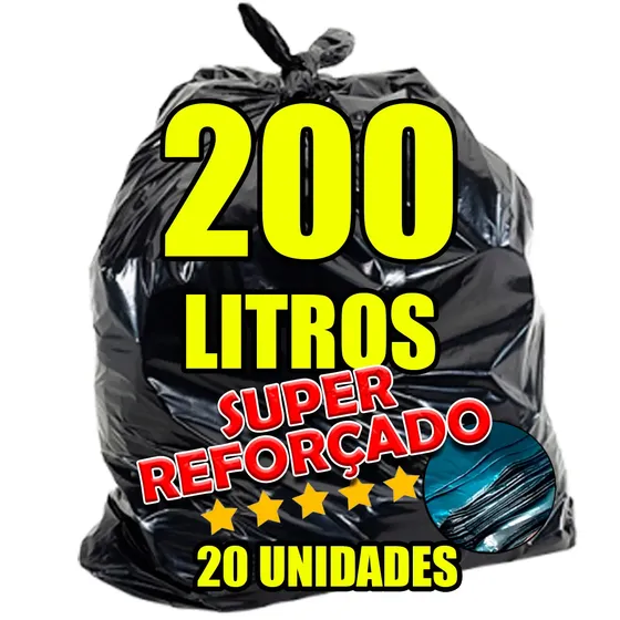 Saco de lixo 200 litros Reforcado Uso Pesado Super Reforçado Muito Forte - 20 unidades Lixex Condomínios Hospitalar Industrial