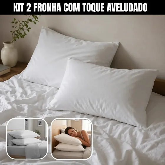 2 Fronha Travesseiro Avulsa 50x70 Toque Aveludado Percal Flex 200 Fios Poliéster Premium cor Branco Liso