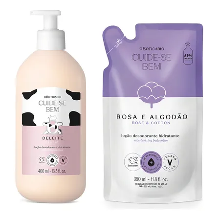Combo Cuide-se Bem: Loção Corporal Deleite 400ml + Refil Ros