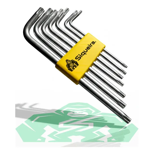 Kit Jogo De Chave Torx Tipo L 7 Peças T10 A T40 Profissional Prateado Chave Reforçada Resistente S Siqueira