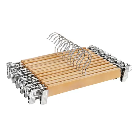 Cabides SOCRAM SHOP Madeira para camisas, calças, cintos Kit de 10 unidades cor cinza