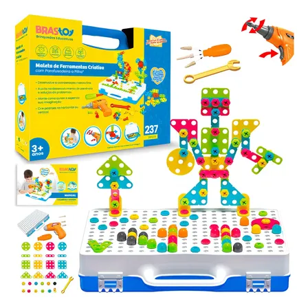 Camewin Kit Ferramenta Com Parafusadeira Brinquedo Infantil 237 Peças