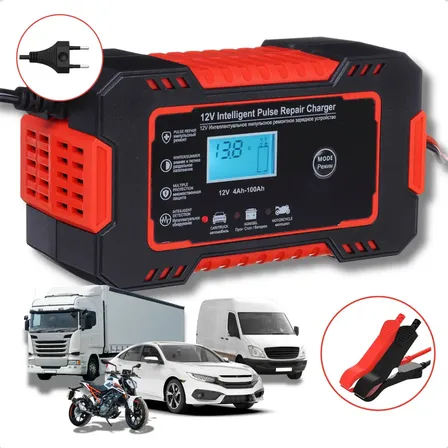 Carregador De Bateria Automotiva Portátil 12v 4ah-100ah 6a Carro Moto Caminhão Automático