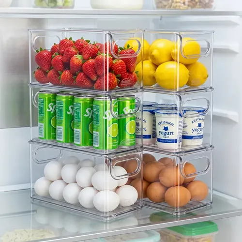 Kit 6 Organizadores de Geladeira Armário Casa Acessório Multiuso Acrílico Diamond