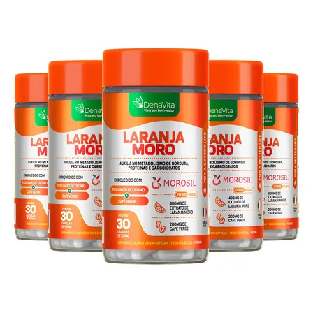 Kit Denavita 5x Morosil Laranja Moro Com Cromo E Café Verde